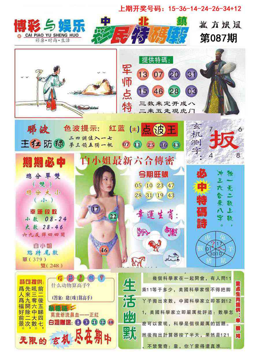 087期中北彩民特码报[图]